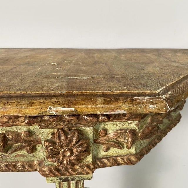 Antique Italian Consoles in Green and Yellow Wood, 1700s, Set of 2 For Sale - Image 9 of 18