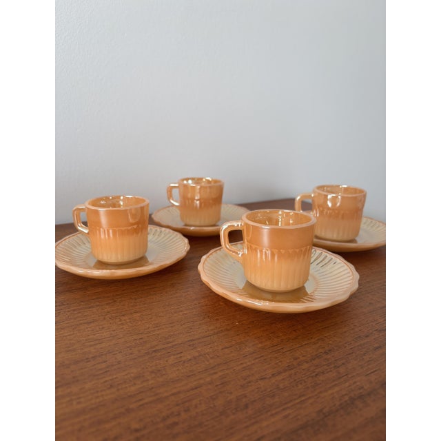Vintage Coffee Set in Orange Jadeite by by Fire King for Anchor Hocking, 1950s, Set of 8 For Sale - Image 6 of 6