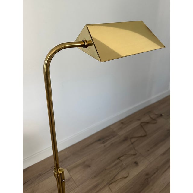 Koch & Lowy Vintage Brass Pharmacy Adjustable Floor Lamp For Sale - Image 4 of 9