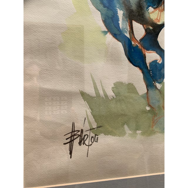 Paint Vintage Framed Original Signed Watercolor Horse Painting For Sale - Image 7 of 12