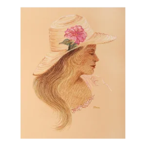Portrait of Woman in Hat With Hibiscus, Gloria Trachtenberg