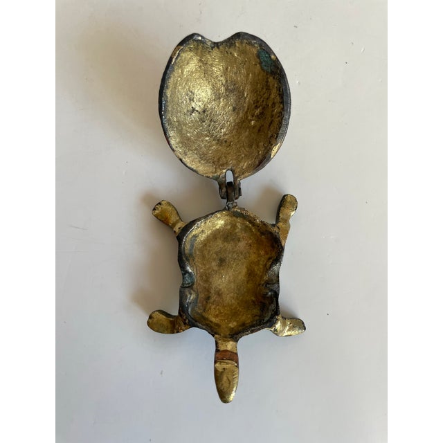 Mid 20th Century Vintage Mid-Century Mixed-Metal Turtle Hinged Ashtray For Sale - Image 5 of 9