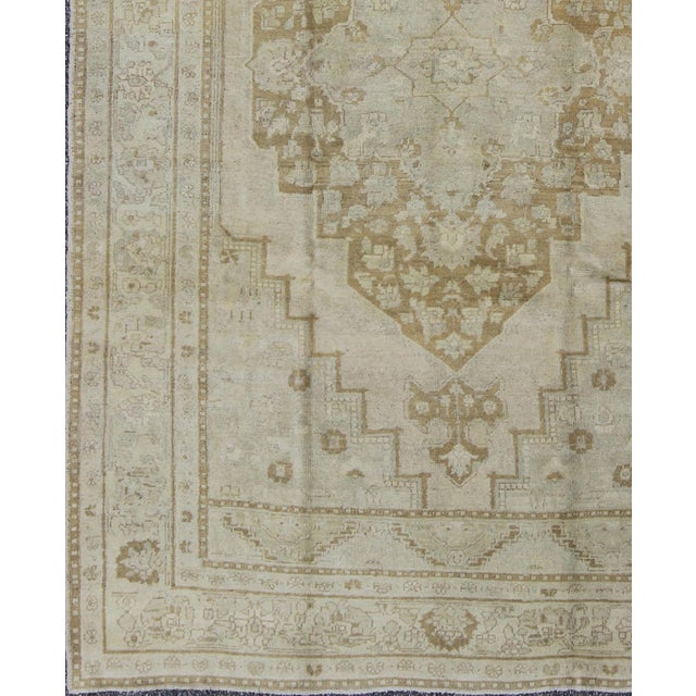 Tribal Pale Colored Vintage Turkish Oushak Rug in Gray, Taupe, Cream and Light Brown 6'11 X 10'8 For Sale - Image 3 of 8