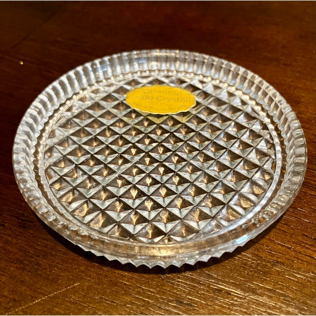 Vintage West German Lead Crystal Coaster Set in Metal Rack For Sale In Milwaukee - Image 6 of 15