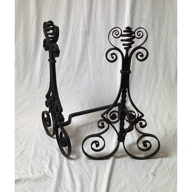 Large Early 20th Century Aesthetic Movement Hand Wrought Black Iron Andirons - a Pair For Sale In New York - Image 6 of 8