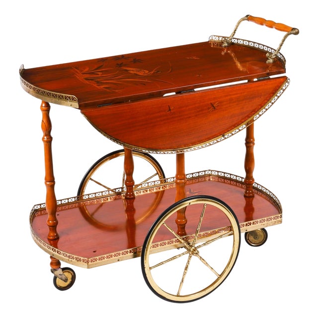 Vintage Italian Sorrento Marquetry Drinks Trolley For Sale