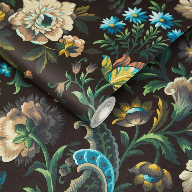 English House of Hackney Florika Wallpaper - Onyx For Sale - Image 3 of 4