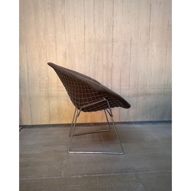 Diamond Chair in Chrome and Brown Upholstery for Knoll International, 1980s For Sale - Image 6 of 16