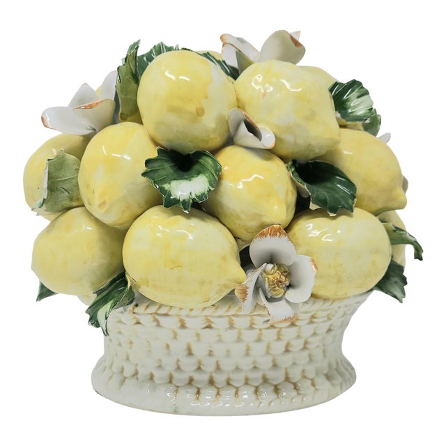 Vintage Large Italian Ceramic Lemon Topiary - Hand Painted Very Heavy Made in Italy | Chairish