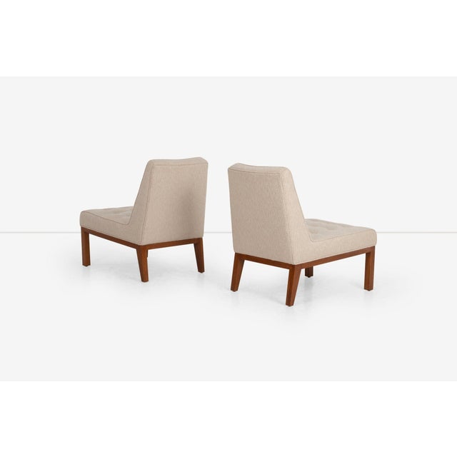 Wood Edward Wormley for Dunbar Pair of Slipper Chairs 1950s For Sale - Image 7 of 12