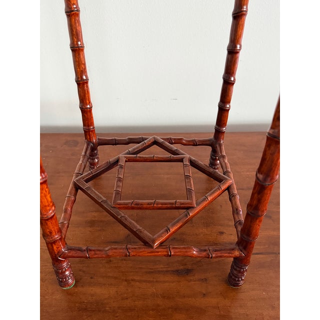 Petite Chinese Chippendale Hardwood Faux Bamboo Drinks Table For Sale In Savannah - Image 6 of 15