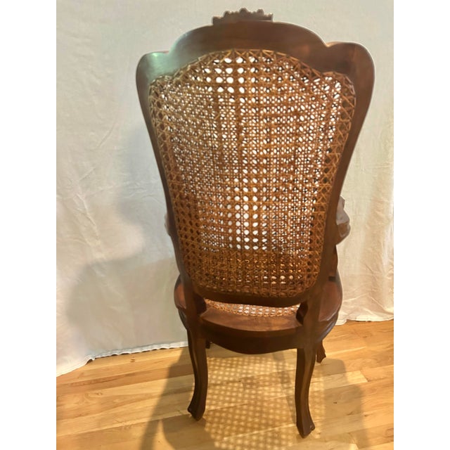 1920s Italian Hand-Carved Walnut Louis XV Double-Caned Armchair For Sale In New Orleans - Image 6 of 15