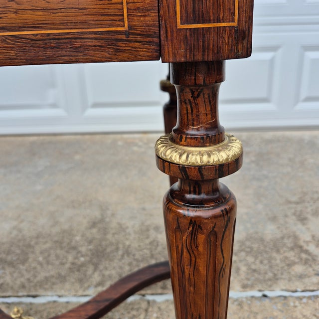 19th Century Antique French Regency Inlaid Rosewood Bronze Mounted Ladies Tiered Writing Desk (Bonheur Du Jour) For Sale - Image 10 of 16