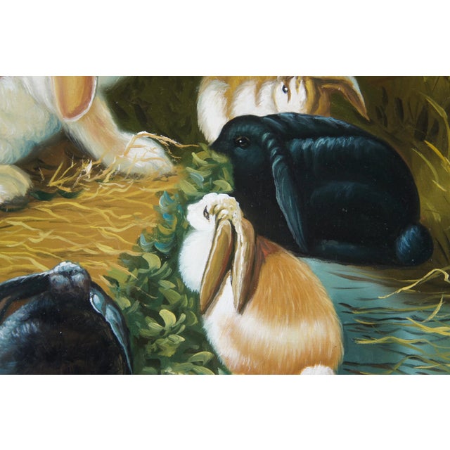 Mid 19th Century Chelsea House Lop Eared Doe Rabbit Oil Painting After John Frederick Herring Sr For Sale - Image 5 of 12