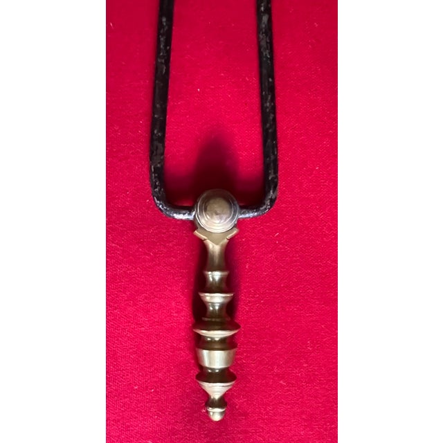 19th Century Antique Early 19th Century American Federal Brass & Iron Fireplace Tool - Tongs For Sale - Image 5 of 12