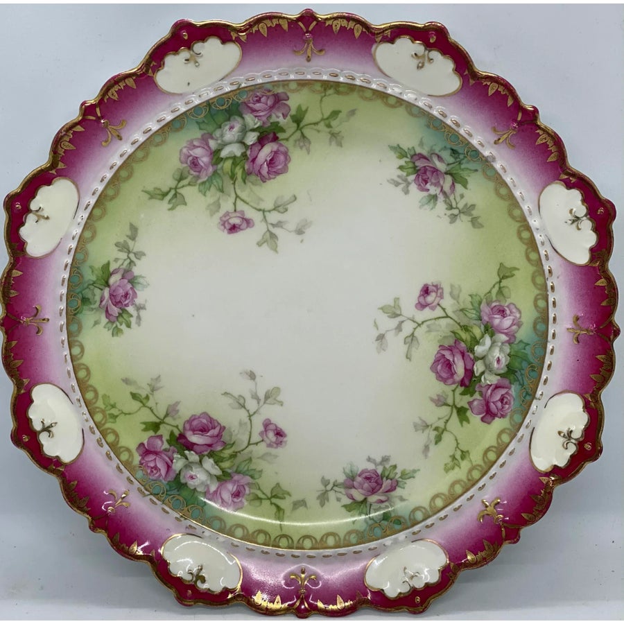 1884-1909 Moritz Zdekauer M Z Austria Pink Roses Design Porcelain