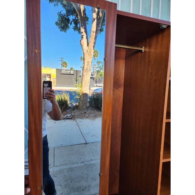 1970s Mid Century Modern Teak Armoire For Sale - Image 5 of 11