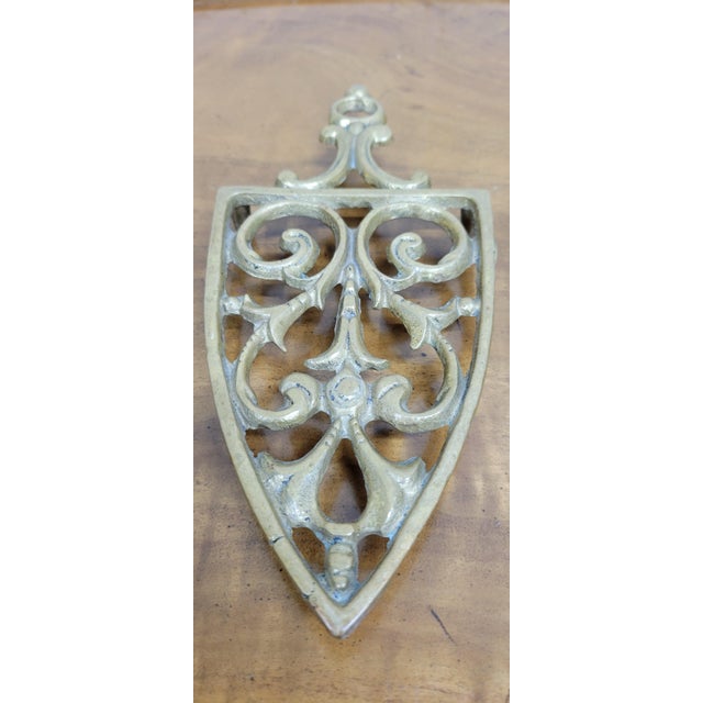 Brass Vintage Brass Openwork Iron Rest Trivet For Sale - Image 8 of 10
