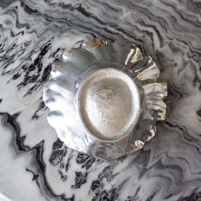 Silver Chrome Scalloped Clam Seashell Centerpiece Bowl For Sale - Image 12 of 12