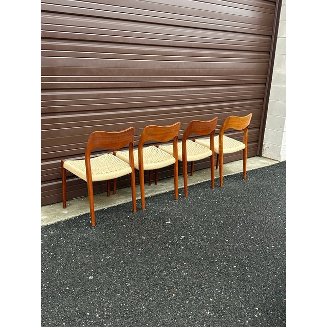 J.L. Møllers Møbelfabrik Niels Otto Møller Teak Model 71 Dining Chairs for j.l. Møller, 1960s- Set of Four For Sale - Image 4 of 12