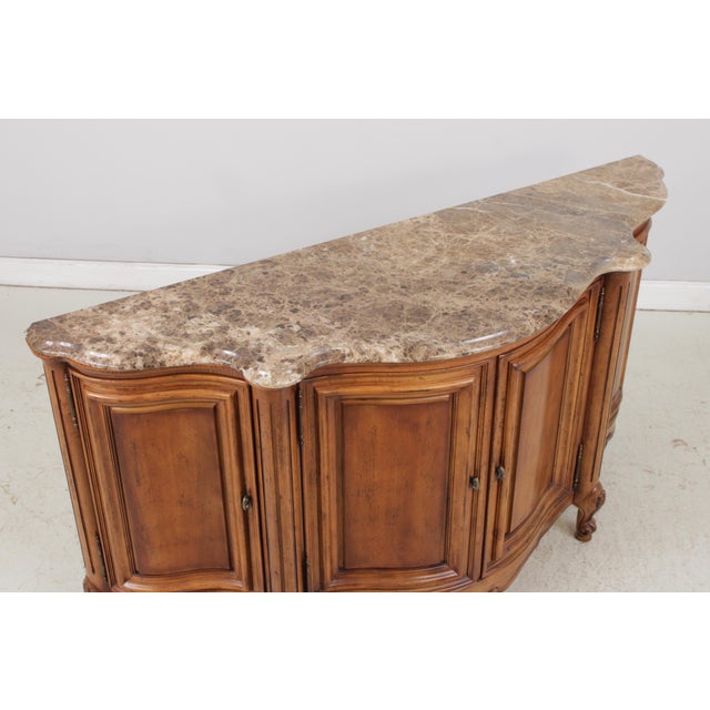 Wood Century Country French Marble Top Credenza Sideboard For Sale - Image 7 of 16