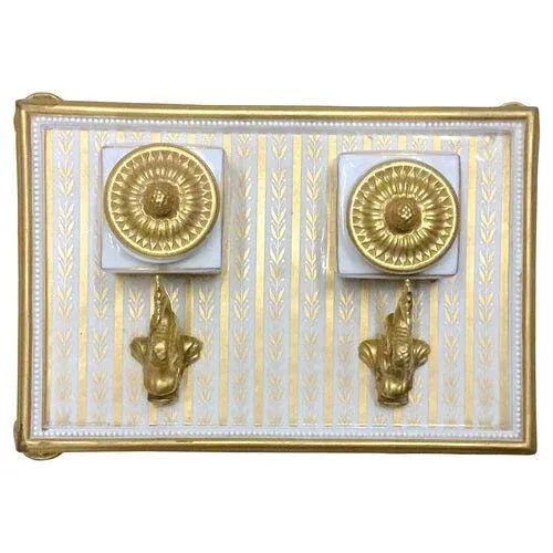 Late 20th Century Vintage Dolphin & Leaf Porcelain Double Inkwell For Sale - Image 5 of 11