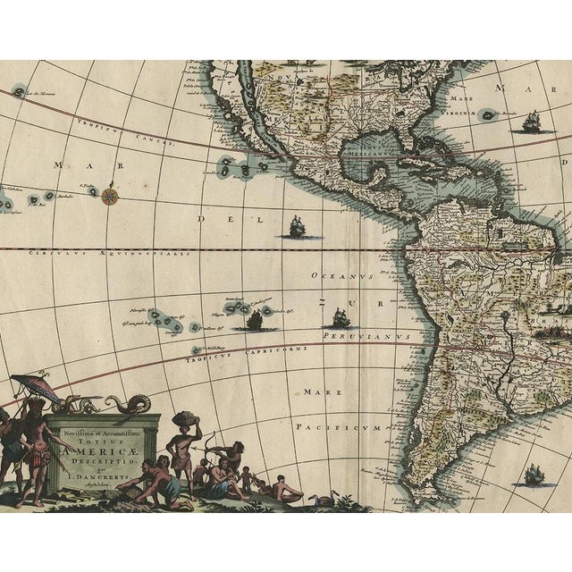 Antique Map of the Americas with Island California by Danckerts, 1680 For Sale - Image 3 of 10