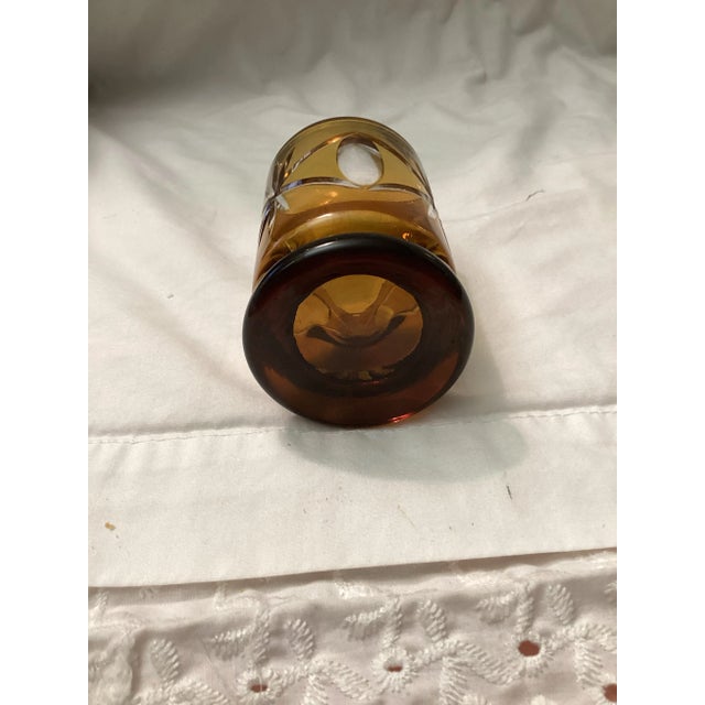Vintage Amber – To~clear Could Pedestal Lowball Glass For Sale - Image 4 of 7