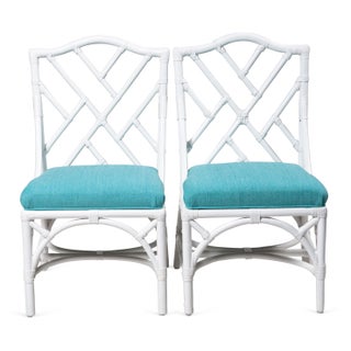 White Bamboo Dining Chairs - Set of 8 For Sale