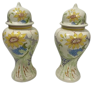Dutch Lidded Vases from Ivora Gouda Pottery, 1915, Set of 2