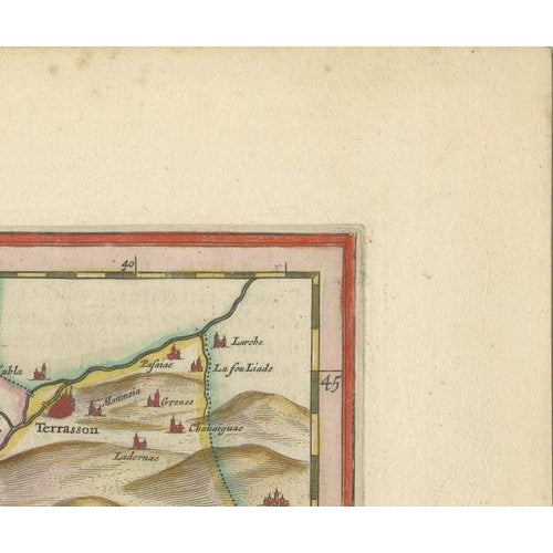 Copper Antique Blaeu Map of the Diocese of Sarlat in Perigord After Tarde, 1642 For Sale - Image 8 of 12