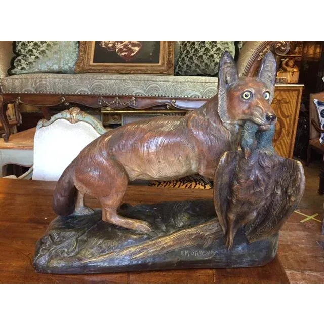 20th Century E. M. Samson Bronze Patinated Terracotta Fox Statue For Sale - Image 13 of 13