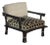 Vintage Chinoiserie Asian Black Lounge Chair With Brass For Sale