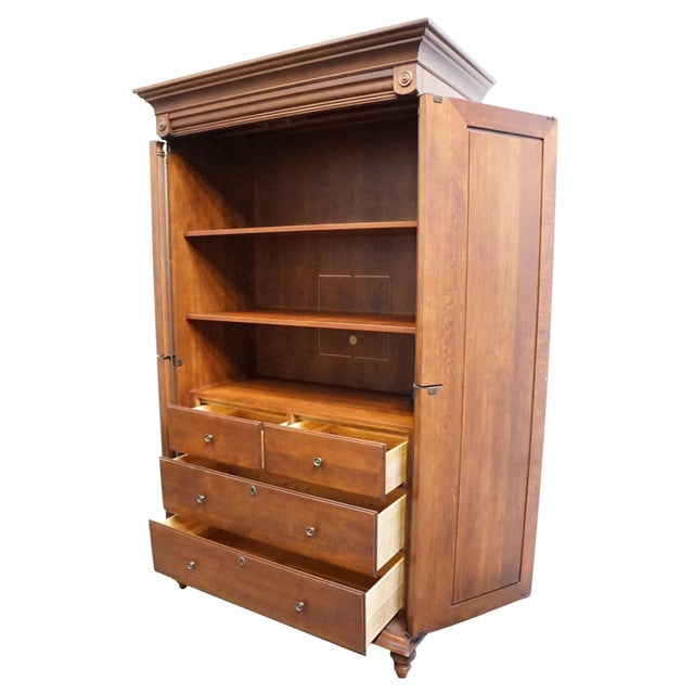 Wood Durham Furniture Saville Row Collection Solid Cherry Early American 46" Clothing Storage Armoire 980-160 For Sale - Image 7 of 14