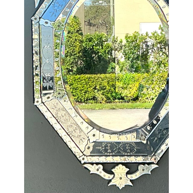 Vintage Italian Venetian Glass Mirror For Sale - Image 9 of 12