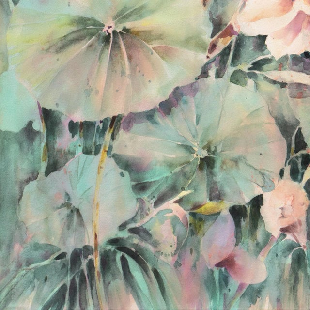 Paper 'Water Lilies' by Beverly Fields, 1988; California Watercolor Society, Woman Artist For Sale - Image 7 of 10