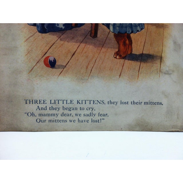 Vintage Color Nursery Rhyme Print, "The Three Little Kittens Lost