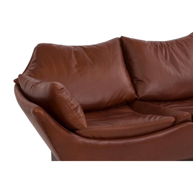 French Sculptural Danish Leather & Down Sofa For Sale - Image 3 of 7