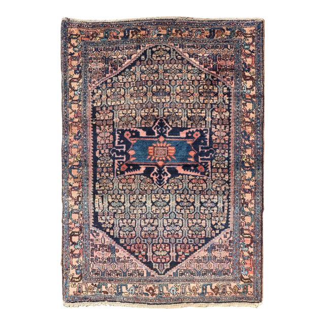 Antique Bibiakabad Rug With Layered Medallion and Geometric Design in Background For Sale