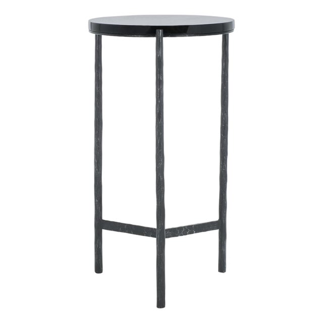 Marylou Marble Top Drink Table in Black with Black Marble TOp For Sale