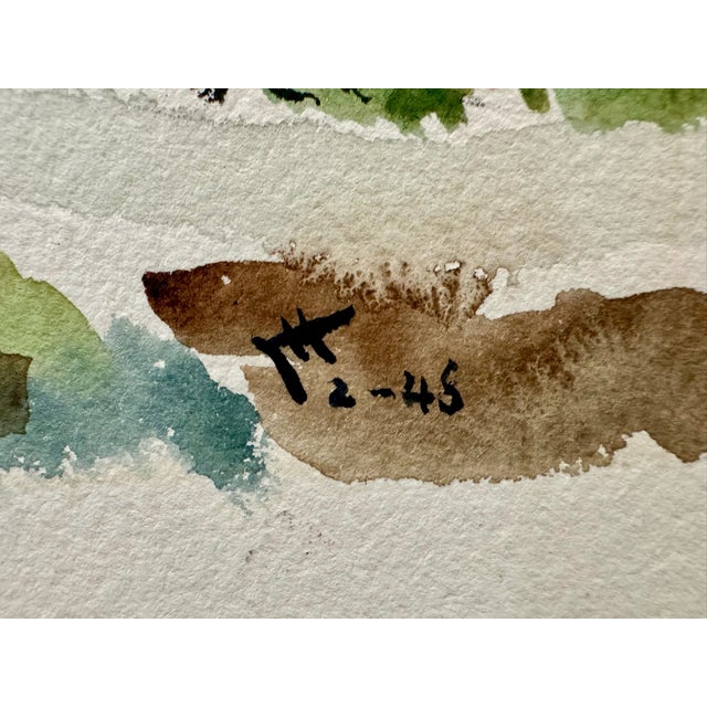 Henry Emil Salloch Original Watercolor on Paper Beachside Estate, 1945. For Sale - Image 4 of 6