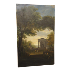 19th Century French Oil on Canvas Landscape Painting in the Manner of Hubert Robert