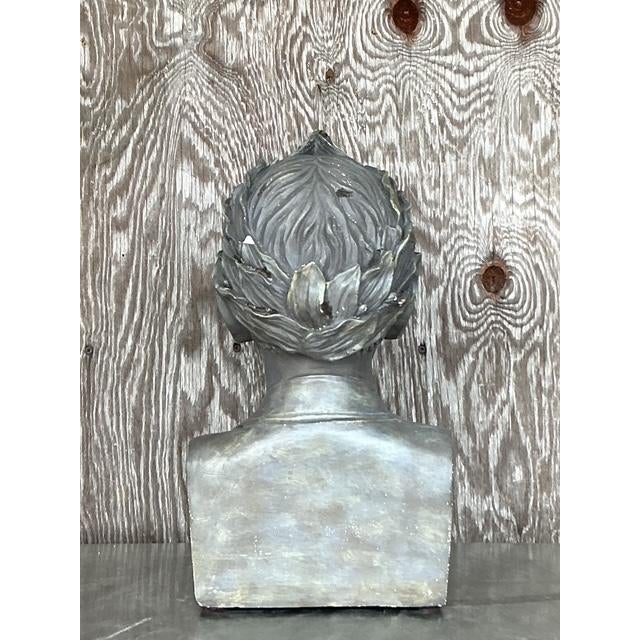 Paint Vintage Boho Plaster Bust of Man For Sale - Image 7 of 8