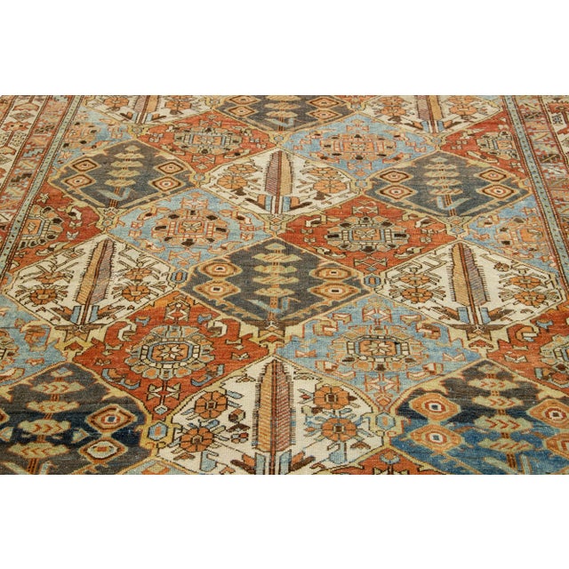 Antique Persian Bakhtiari Handmade Wool Rug With Allover Multicolor Design For Sale - Image 9 of 9