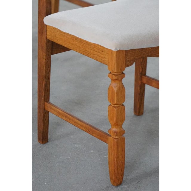Vintage Razorblade Dining Chairs in Oak and Mohair by Henning Kjærnulf, 1960s, Set of 6 For Sale - Image 18 of 18