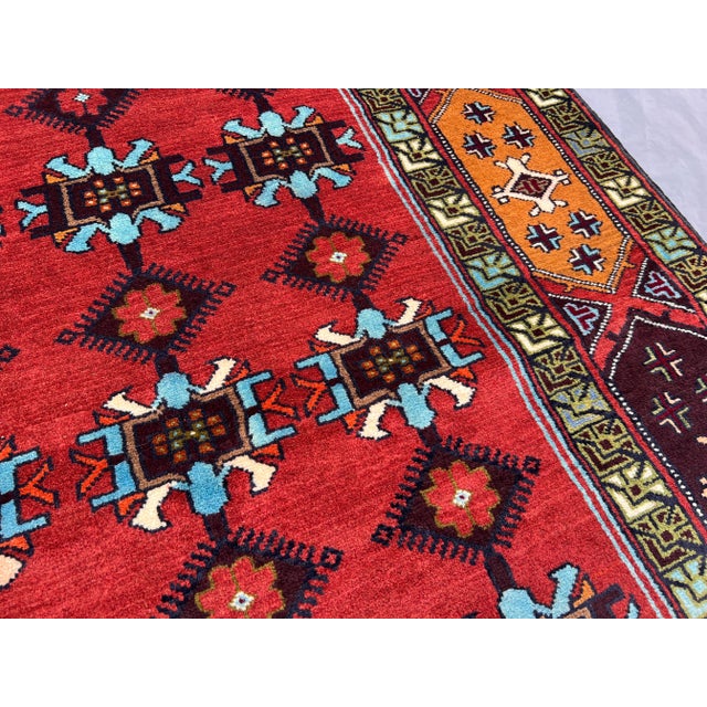 Turkish Hand-Knotted Oriental Rug – Rare Geometric Medallion Design, Soft Wool Rug For Sale - Image 9 of 12