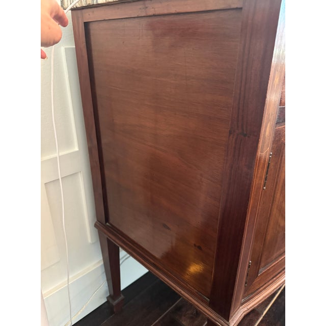 Antique French Louis XVI Demilune Mahogany Calacatta Viola Marble Top Buffet Sideboard Credenza For Sale - Image 16 of 18