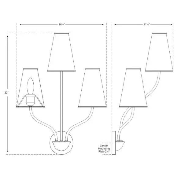 Modern AERIN for Visual Comfort Signature Montreuil Small Wall Sconce in Burnished Silver Leaf with Linen Shades For Sale - Image 3 of 3