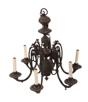French Antique Gothic Bronze Chandelier