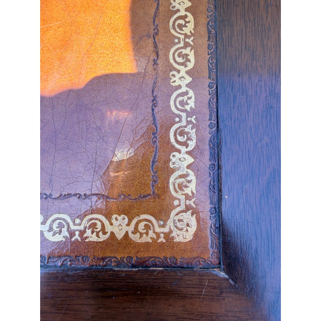 Baker Furniture Company Vintage Baker Furniture Mahogany & Leather Chinoiserie Coffee Table, Circa 1960s For Sale - Image 4 of 12